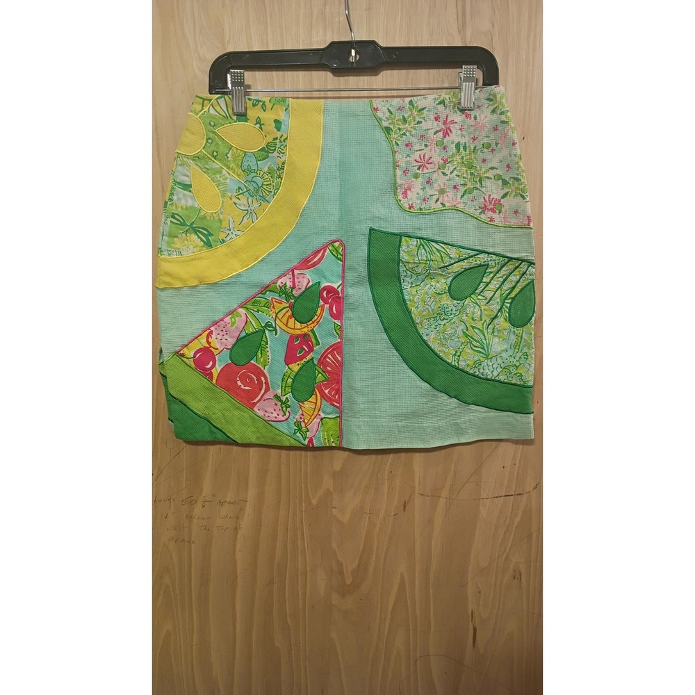 Lilly Pulitzer Womens Patchwork Fruit Mini Skirt. Whimsical, Cottagecore, Retro.